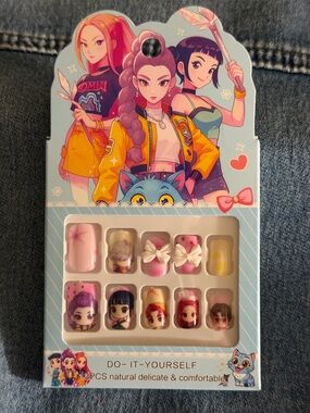 Kids DIY Press-On Nail Set with Pink & Yellow Accents
